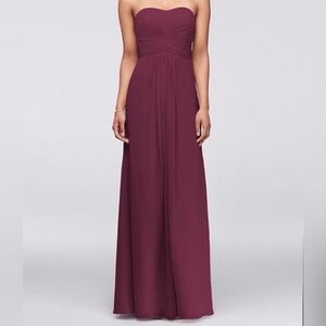 David's Bridal Strapless Plum Dress 8 size